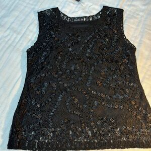 Modelia Black Lace Beaded Sleeveless Top Size: L